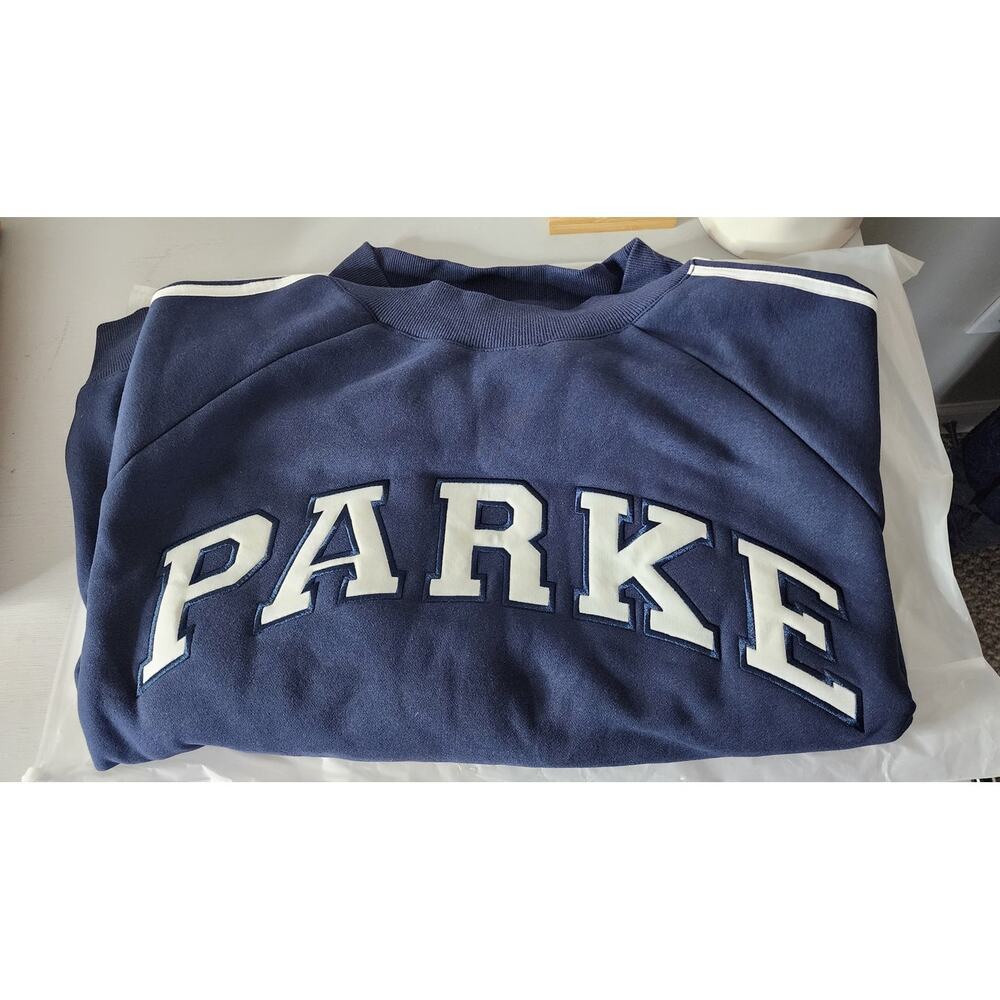 XXL | Parke | NWT | Parke Sport Drop Stripe Mockneck - Shadow Navy Blue + White